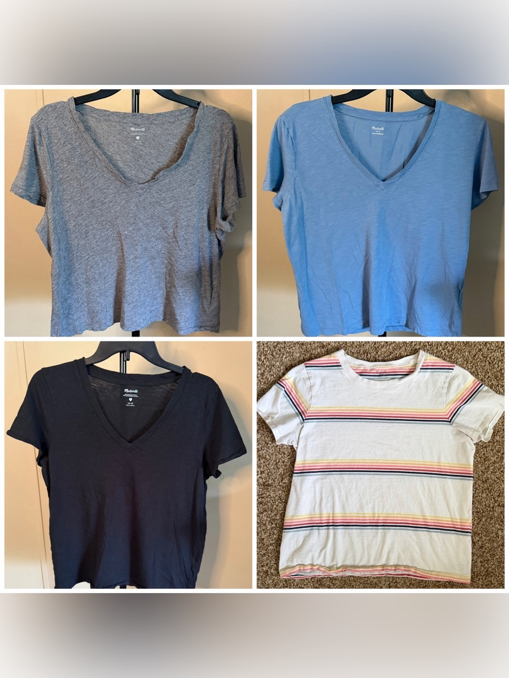 Lot of 4 Madewell Short Sleeve Cotton Tees Sizes Medium & Large